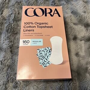 Cora 100% Organic Cotton Topsheet Liners Regular 150 Count New *Other